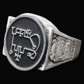 Demon Ring 37 MARQUES PHENEX 72 Demons Lesser Key of Solomon Goetia In Silver 2.2 cm x 1.8 cm 18 Gr Art 1815 - Bricks Masons