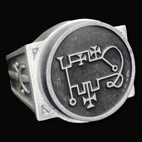 Demon Ring 37 MARQUES PHENEX 72 Demons Lesser Key of Solomon Goetia In Silver 2.2 cm x 1.8 cm 18 Gr Art 1815 - Bricks Masons