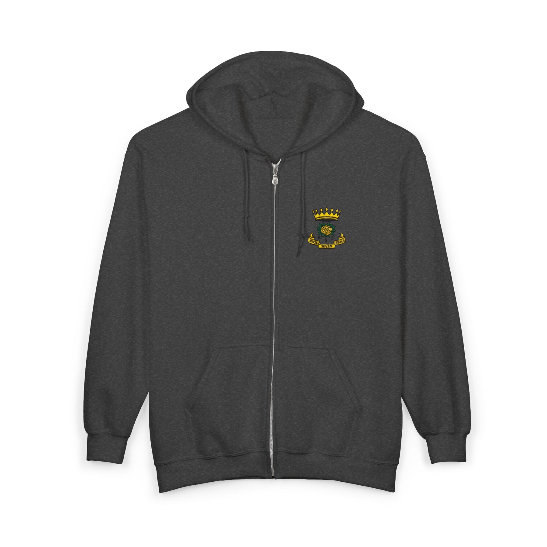 Rose of Seven Seals Hoodie - Zip Up Jacket Chest and Back Embroidery - Bricks Masons