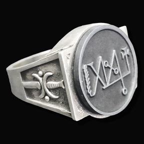 Demon Ring 41 DUKE FOCALOR 72 Demons Lesser Key of Solomon Goetia In Silver 2.2 cm x 1.8 cm 18 Gr Art 1819 - Bricks Masons