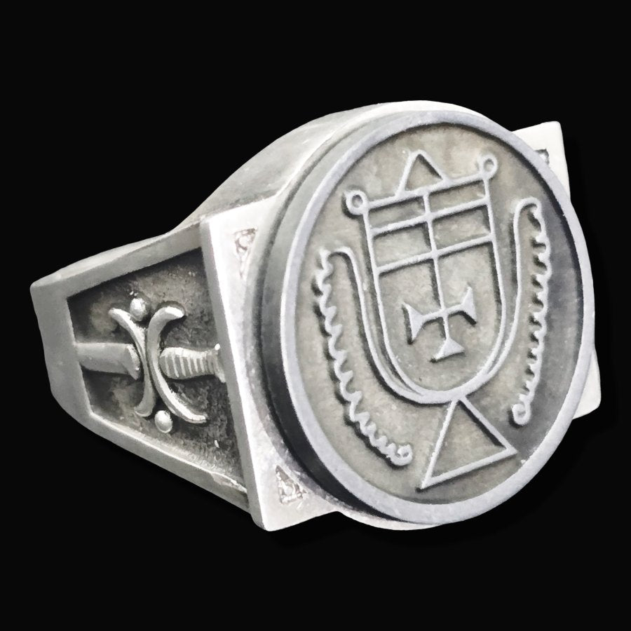 Demon Ring 49 DUKE CROCELL 72 Demons Lesser Key of Solomon Goetia In Silver 2.2 cm x 1.8 cm 18 Gr Art 1827 - Bricks Masons