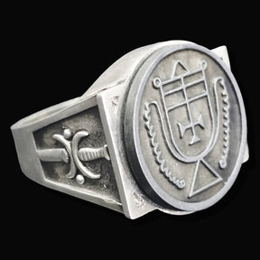 Demon Ring 49 DUKE CROCELL 72 Demons Lesser Key of Solomon Goetia In Silver 2.2 cm x 1.8 cm 18 Gr Art 1827 - Bricks Masons