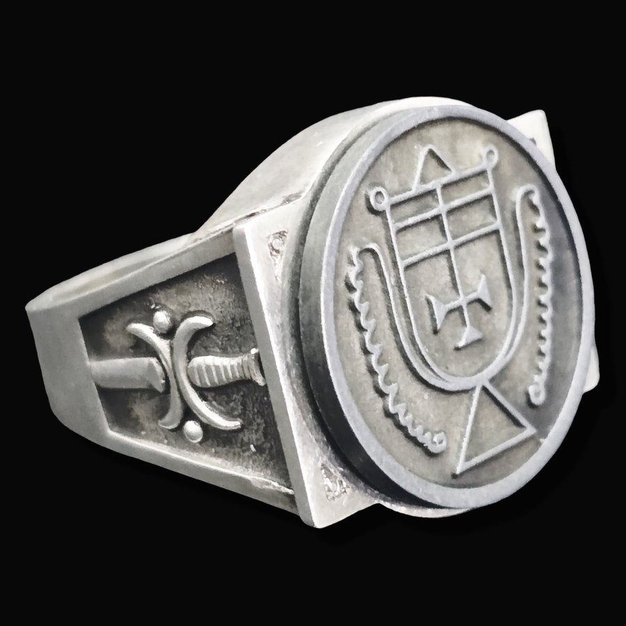 Demon Ring 49 DUKE CROCELL 72 Demons Lesser Key of Solomon Goetia In Silver 2.2 cm x 1.8 cm 18 Gr Art 1827 - Bricks Masons