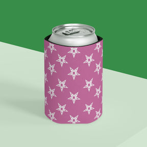 OES Can Cooler - Pink & White Stars - Bricks Masons