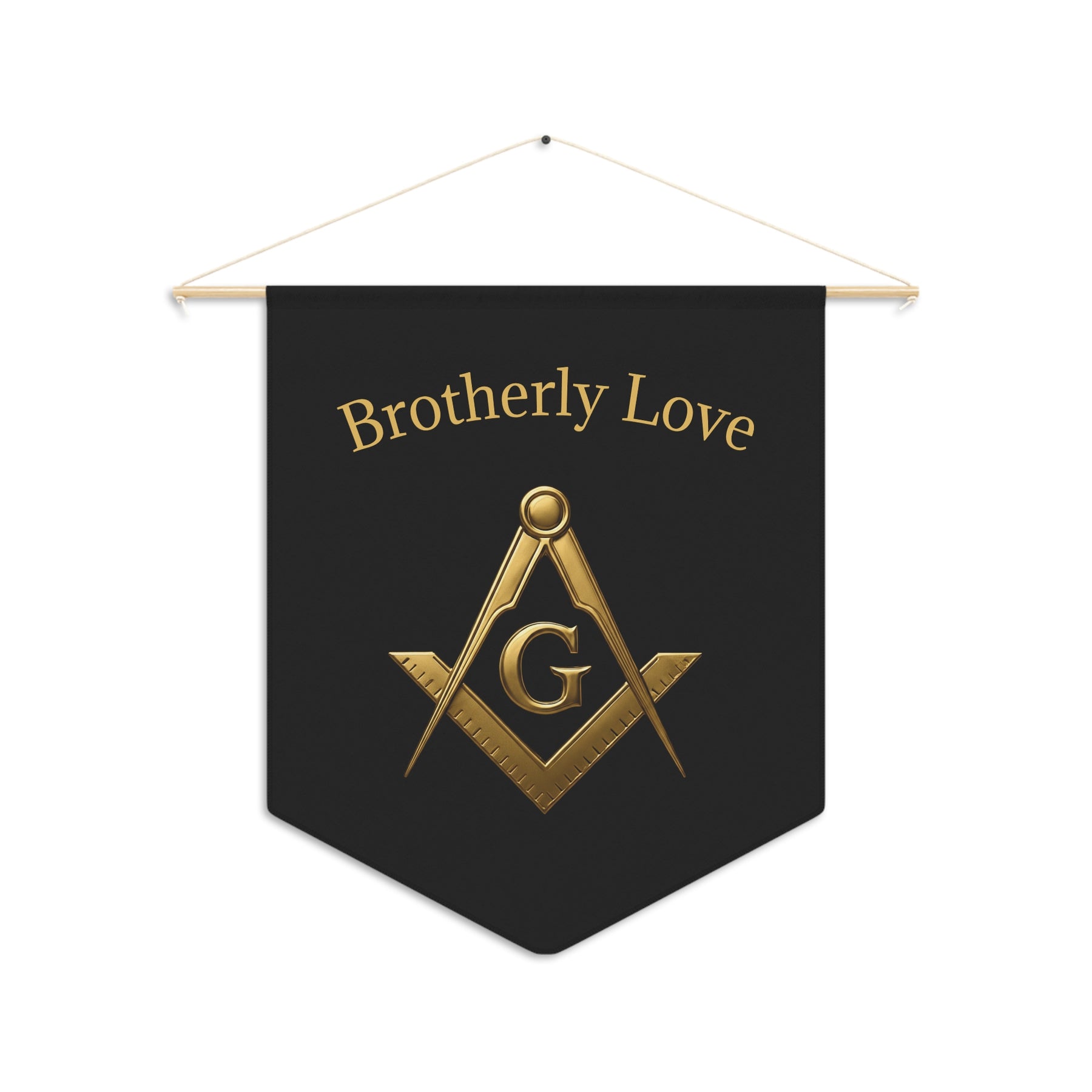 Master Mason Blue Lodge Pennant - Square & Compass G with Brotherly Love Motto - Bricks Masons