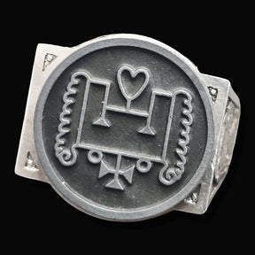 Demon Ring 60 DUKE VAPULA 72 Demons Lesser Key of Solomon Goetia In Silver 2.2 cm x 1.8 cm 18 Gr Art 1838 - Bricks Masons