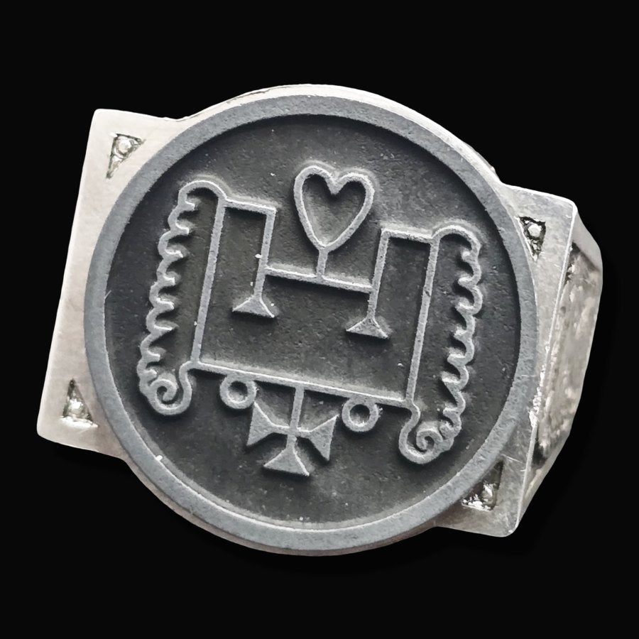 Demon Ring 60 DUKE VAPULA 72 Demons Lesser Key of Solomon Goetia In Silver 2.2 cm x 1.8 cm 18 Gr Art 1838 - Bricks Masons