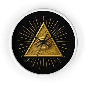 Eye of Providence Clock - Sacred Triangle Eye Emblem on Wooden Frame - Bricks Masons