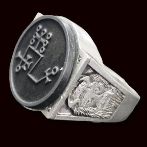 Demon Ring 71 DUKE DANTALION 72 Demons Lesser Key of Solomon Goetia In Silver 2.2 cm x 1.8 cm 18 Gr Art 1849 - Bricks Masons