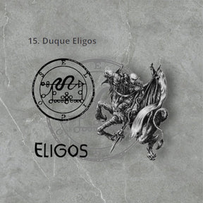 I commemorate Demon 15 DUKE ELIGOS and Secret Seal of Solomon 72 Demons Lesser Key of Solomon Goetia In Silver 3 x 2.5 cm 12 Gr Art 1874 - Bricks Masons