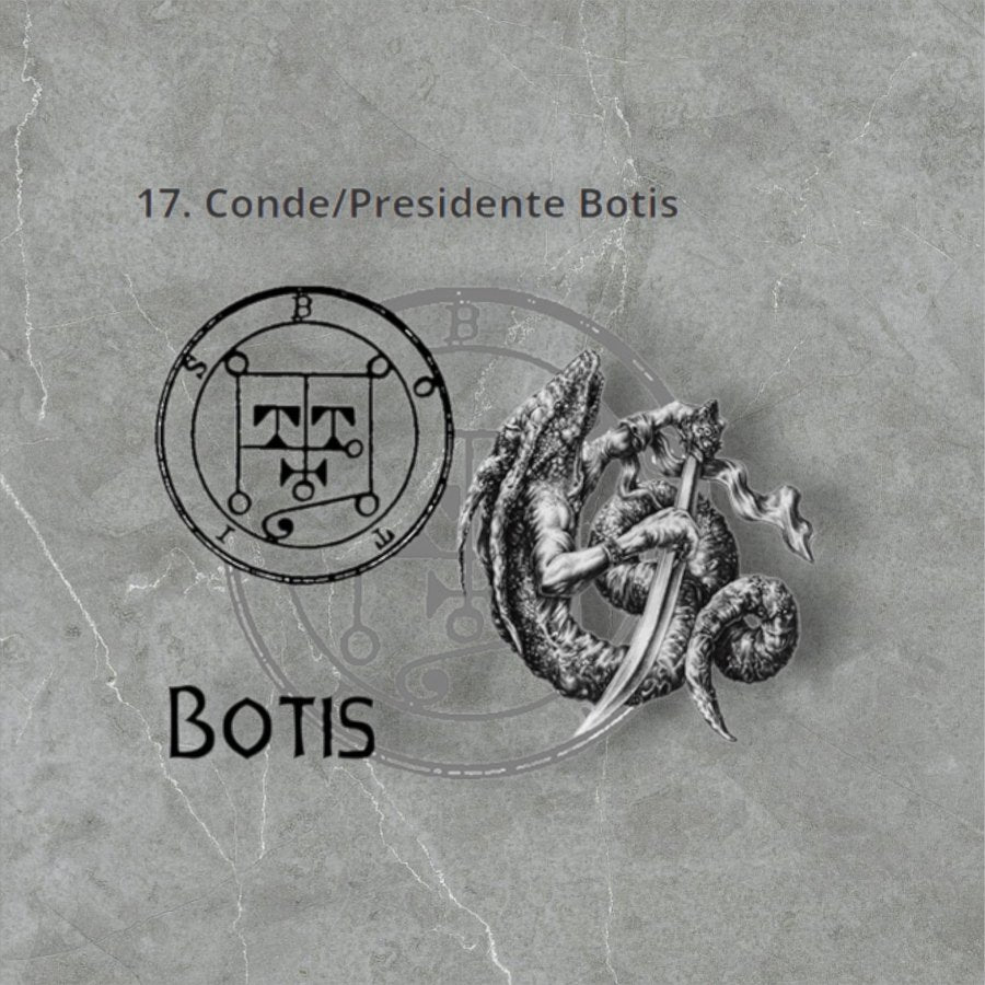 I swore Demon 17 COUNT PRESIDENT BOTIS and Secret Seal of Solomon 72 Demons Lesser Key of Solomon Goetia In Silver 3 x 2.5 cm 12 Gr Art 1876 - Bricks Masons