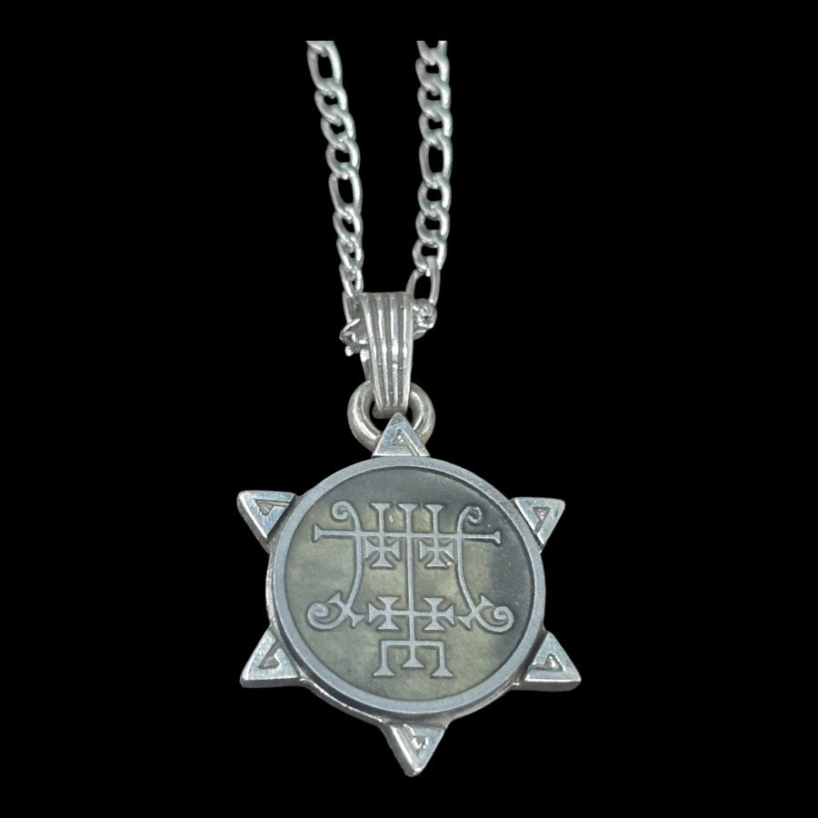 I wove Demon 31 PRESIDENT FORAS and Secret Seal of Solomon 72 Demons Lesser Key of Solomon Goetia In Silver 3 x 2.5 cm 12 Gr Art 1890 - Bricks Masons