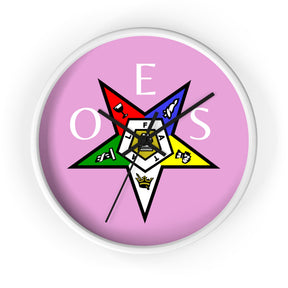 OES Clock - Pink Dial with OES Emblem and Inscription - Bricks Masons