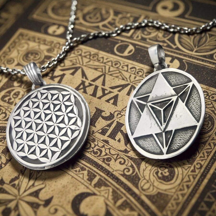 Flower of Life and Merkabah Pendant 3 cm 13 g in Silver Art 191 - Bricks Masons