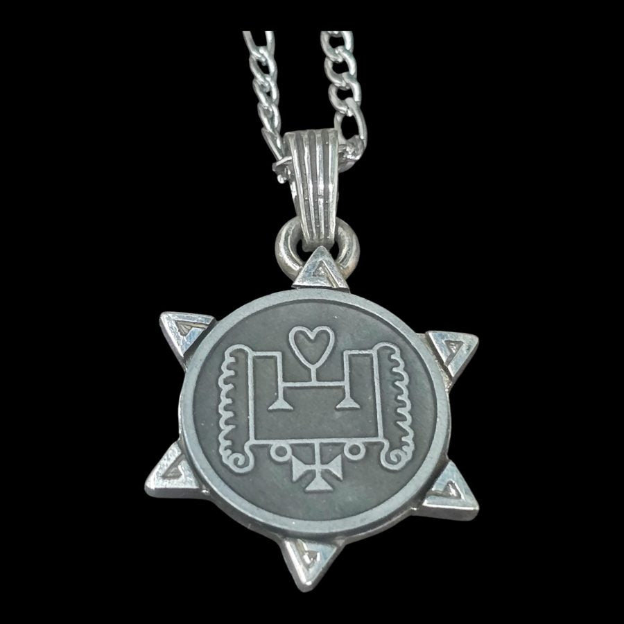 Demon Pendant 60 DUKE VAPULA and Secret Seal of Solomon 72 Demons Lesser Key of Solomon Goetia In Silver 3 x 2.5 cm 12 Gr Art 1919 - Bricks Masons