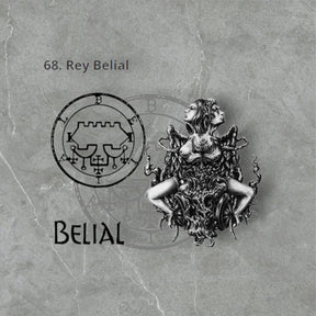 I swore Demon 68 KING BELIAL and Secret Seal of Solomon 72 Demons Lesser Key of Solomon Goetia In Silver 3 x 2.5 cm 12 Gr Art 1927 - Bricks Masons