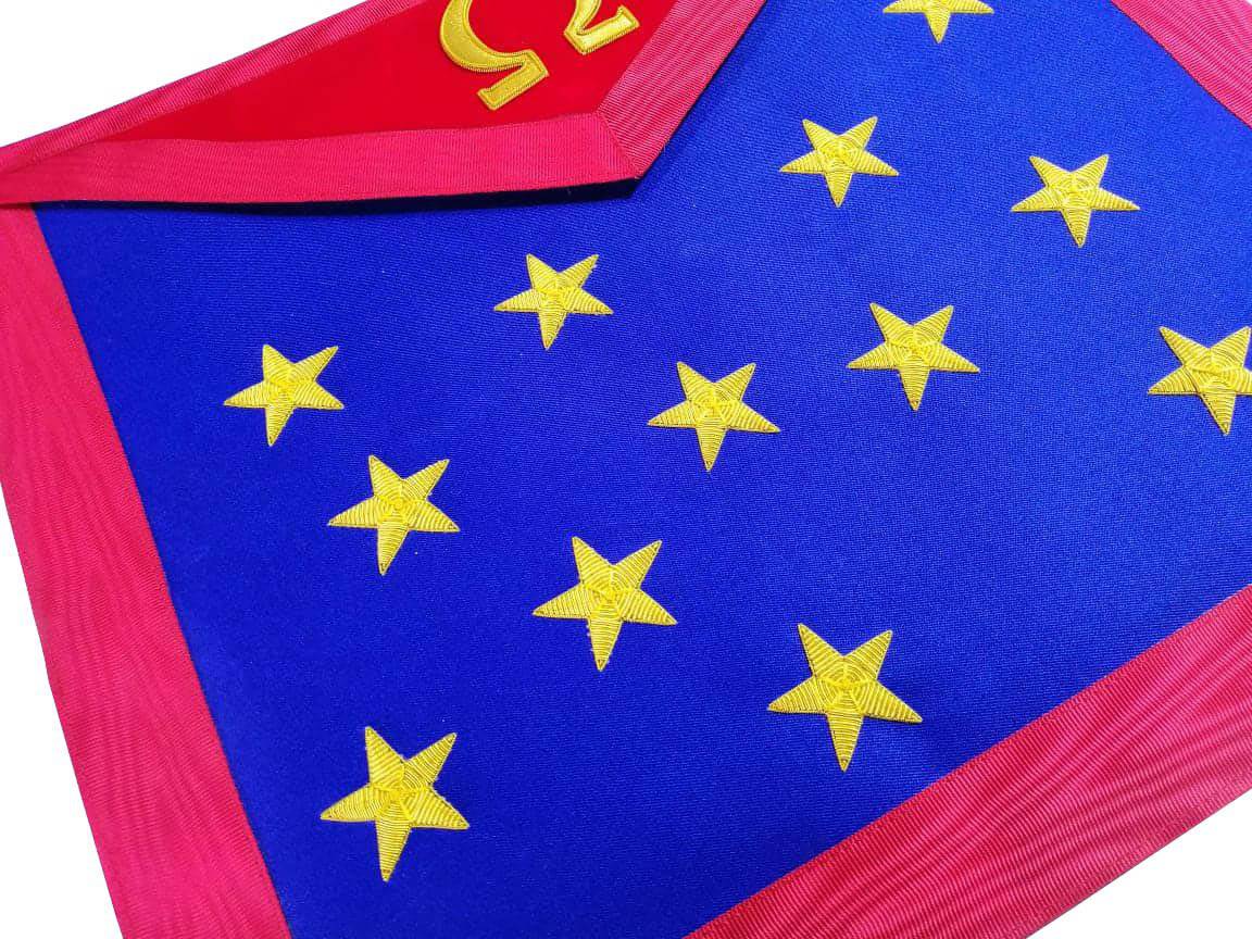 19th Degree Scottish Rite Apron - Golden Stars & Omega Sign - Bricks Masons