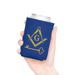 International Masons Can Cooler - Gold & Blue Square & Compass G - Bricks Masons