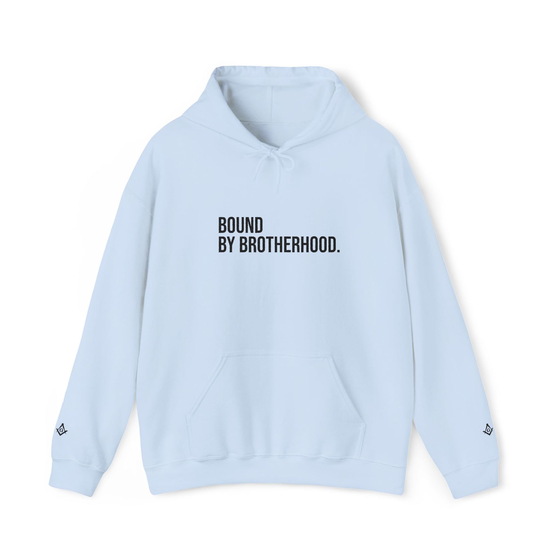 Master Mason Blue Lodge Sweatshirt - Bound By Brotherhood with Square & Compass G Embroidery - Bricks Masons