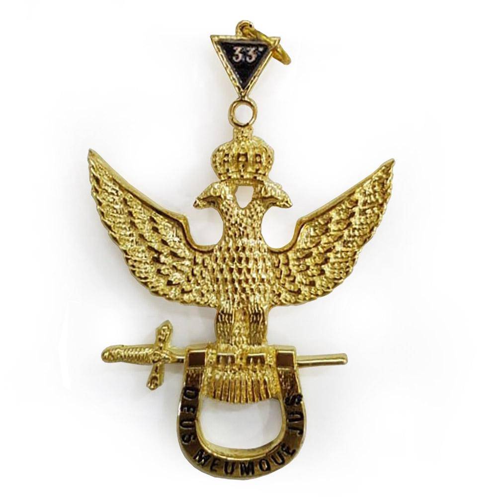 33rd Degree Scottish Rite Collar Jewel - Wings Up Gold Plated