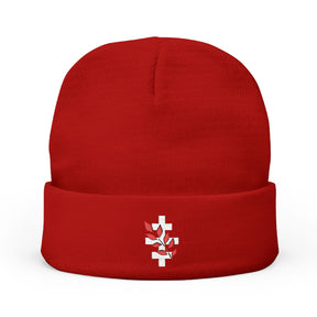 Red Branch of Eri Beanie - Knit Embroidery Red & White Emblem - Bricks Masons