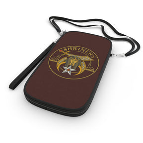 Shriners Passport Wallet - Brown With Shoulder & Wrist Strap - Bricks Masons