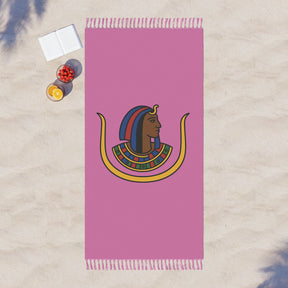 DOI Towel - Pink Polyester With Knotted Tassels Lightweight - Bricks Masons