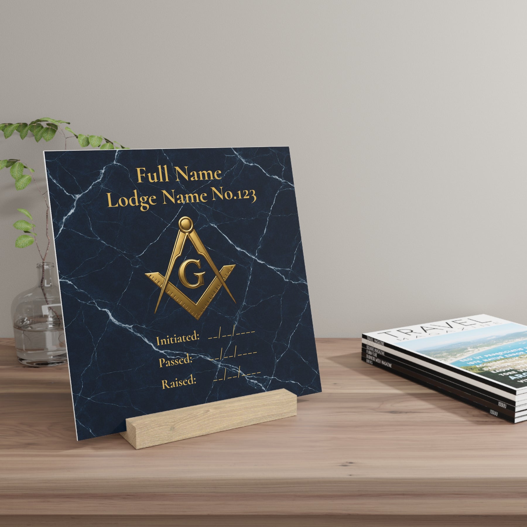 Master Mason Blue Lodge Plaque - with Stand - Bricks Masons