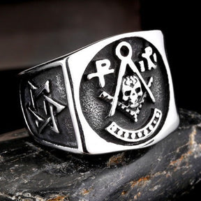 Past Master Blue Lodge Ring - Silver In Stainless Steel - Bricks Masons