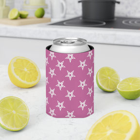 OES Can Cooler - Pink & White Stars - Bricks Masons
