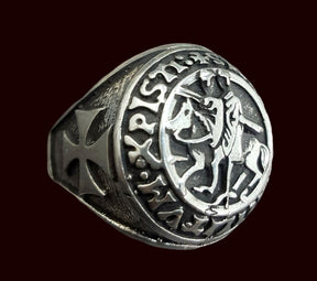 Knights Templar Ring in Silver, Concave, 2 cm, Art. 276 - Bricks Masons