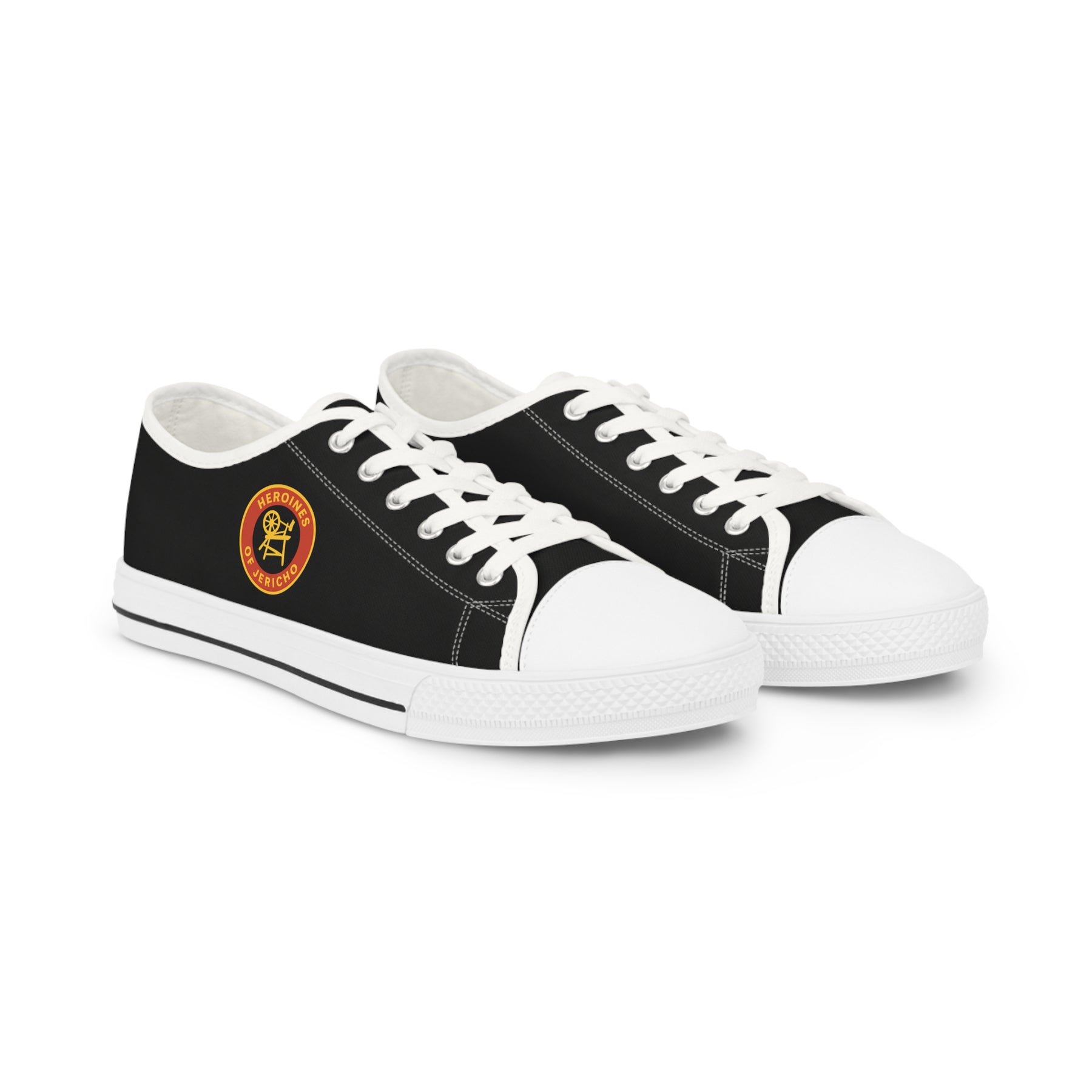 Heroines of Jericho Sneaker - Low Top Sneaker Black & White Colorful Emblem - Bricks Masons