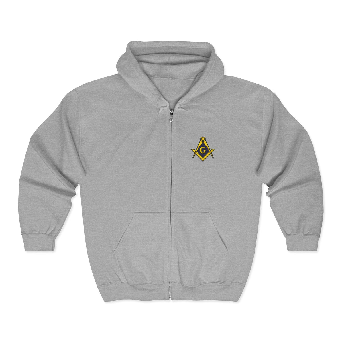 Master Mason Blue Lodge Hoodie - Zip Up Jacket with Embroidered Emblem - Bricks Masons
