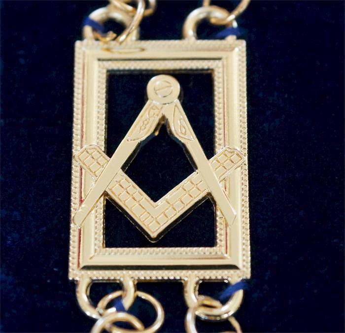 Master Mason Blue Lodge Chain Collar - Silver Plated Square & Compass