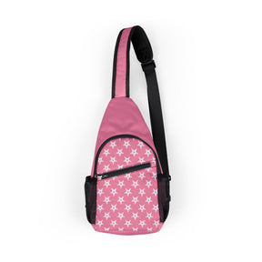 OES Crossbody Bag - Pink & White Nylon With Multiple Pockets - Bricks Masons