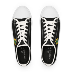 Red Cross of Babylone Sneaker - Low Top Sneaker Black & White Gold & Green Emblem - Bricks Masons