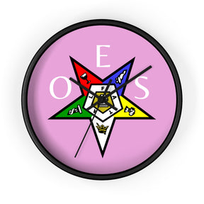 OES Clock - Pink Dial with OES Emblem and Inscription - Bricks Masons