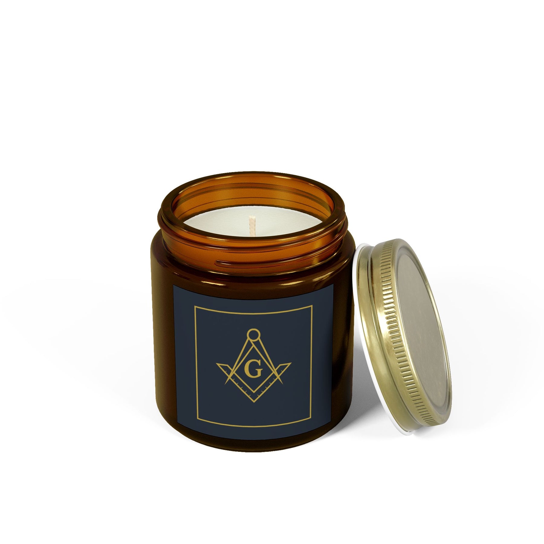 Master Mason Blue Lodge Candle - Scented Coconut Apricot Wax, 4oz & 9oz - Bricks Masons