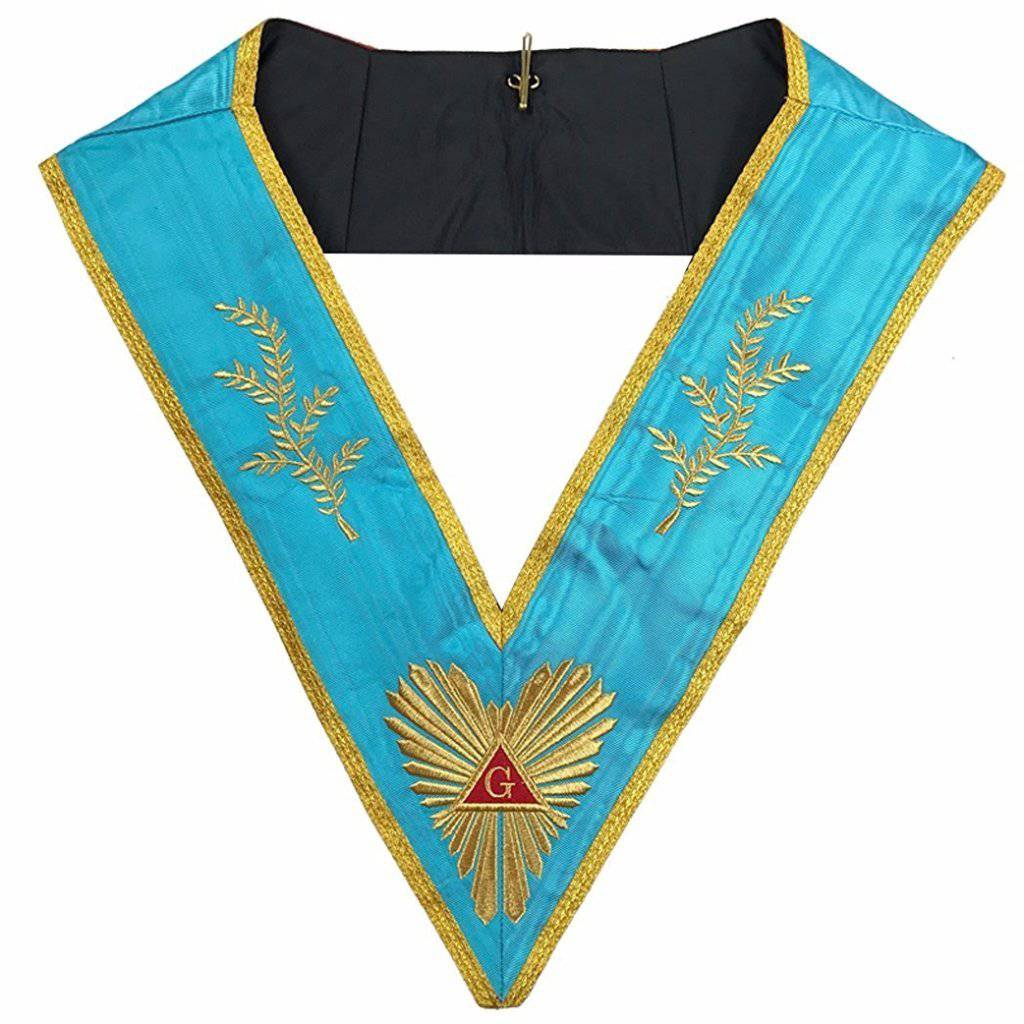 Past Worshipful Master Memphis Misraim French Regulation Collar - Sky Blue Moire