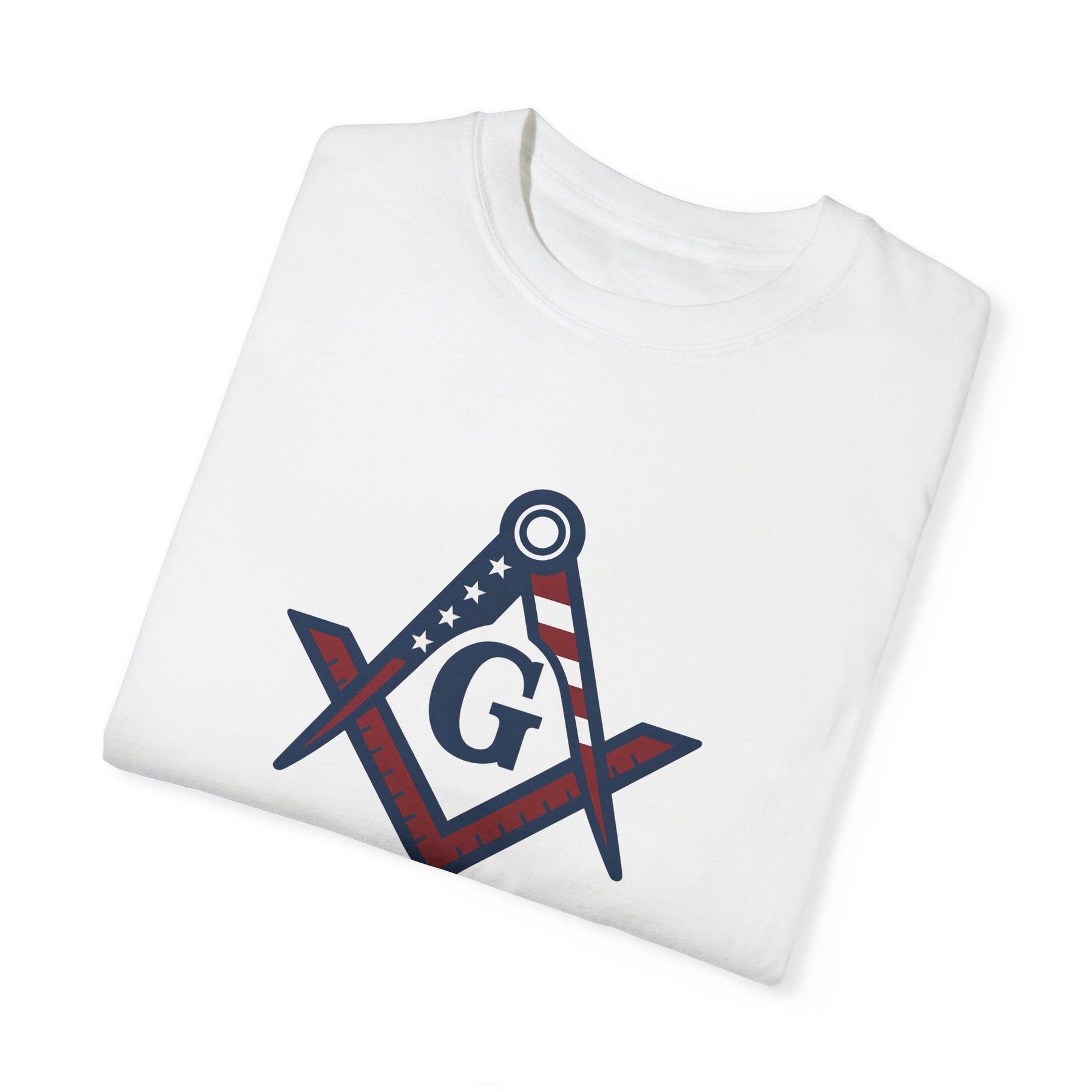 Master Mason Blue Lodge T-Shirt - Garment-Dyed USA Flag Mason - Bricks Masons