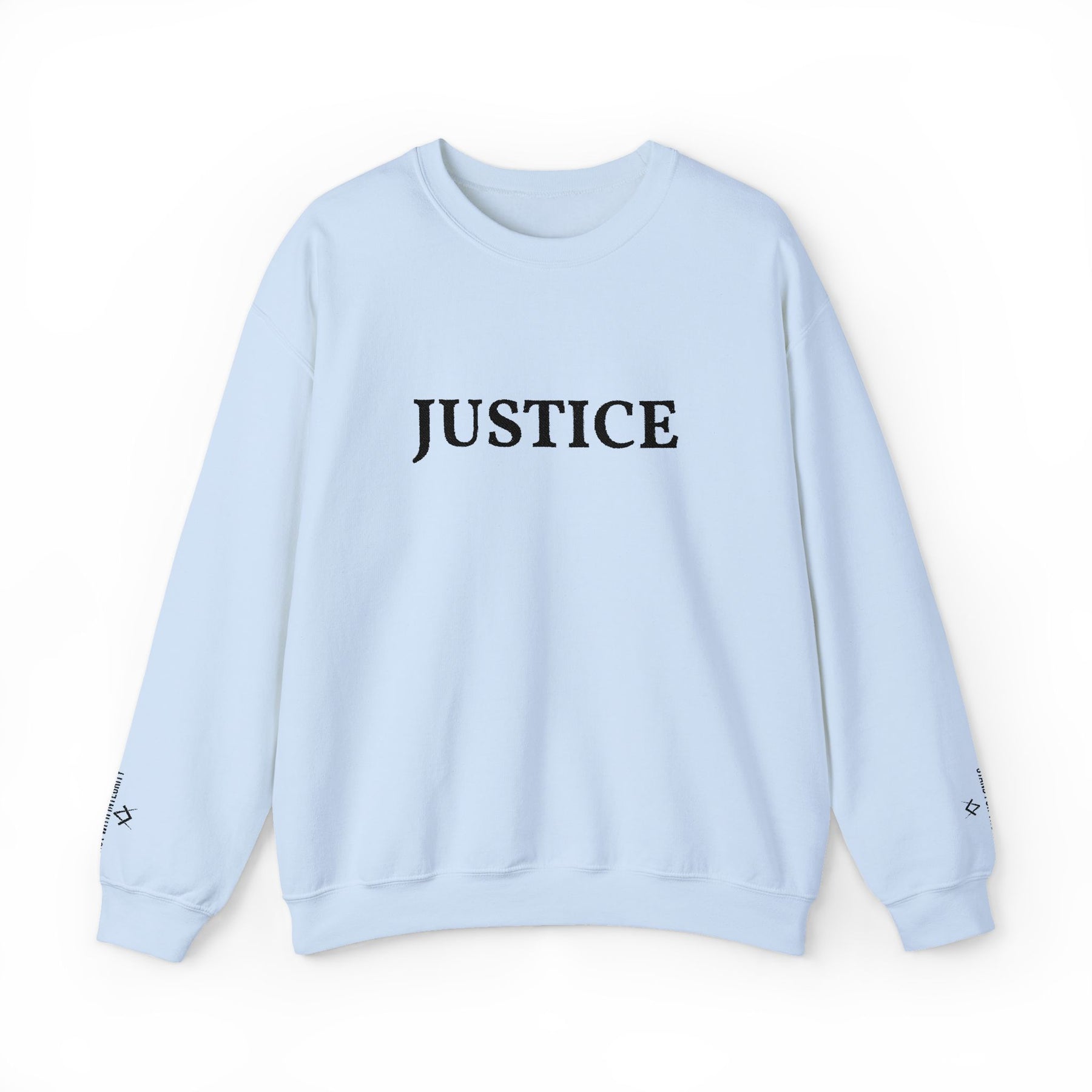 Entered Apprentice Blue Lodge Sweatshirt - Justice Front & Sleeves Embroidery - Bricks Masons