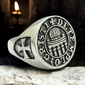 Knights Templar Ring, Templar Christ of the Temple, Silver, 1.8 cm, 10 g, Art. 305 - Bricks Masons
