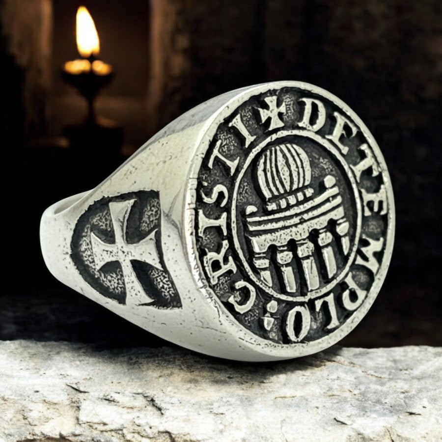 Knights Templar Ring, Templar Christ of the Temple, Silver, 1.8 cm, 10 g, Art. 305 - Bricks Masons