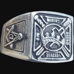 Masonic Ring In Hoc Signo Vinces in Silver 1.5 cm 9 gr Art 308 - Bricks Masons
