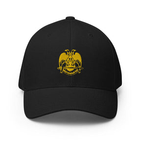 32nd Degree Scottish Rite Baseball Cap - Wings Down Golden Embroidery - Bricks Masons