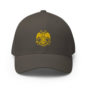 32nd Degree Scottish Rite Baseball Cap - Wings Down Golden Embroidery - Bricks Masons
