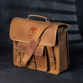 32nd Degree Scottish Rite Briefcase - Wings Down Genuine Cow Leather - Bricks Masons