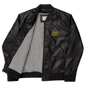32nd Degree Scottish Rite Jacket - Leather Golden Embroidery - Bricks Masons