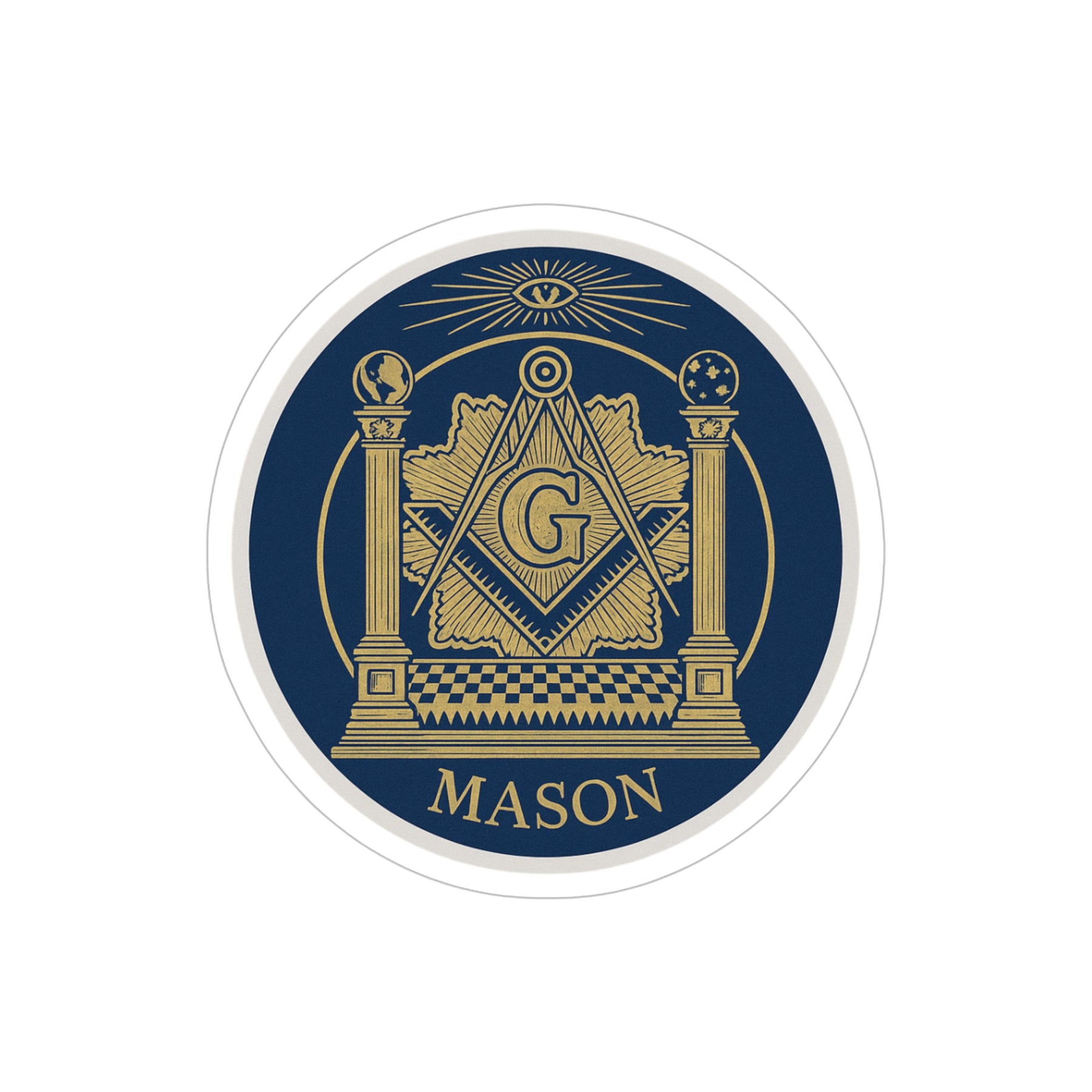 Master Mason Blue Lodge Sticker Decal - Gold & Blue Water Resistant Vinyl - Bricks Masons