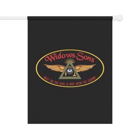 Widows Sons Yard Flag - Black Printed Poly Poplin - Bricks Masons